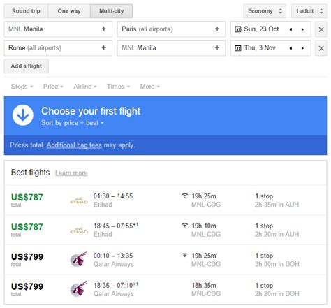 What is the total travel time from Rome to Manila, including .